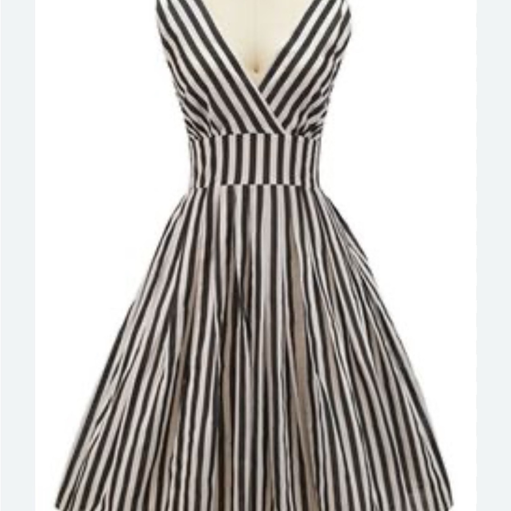 Aryeh Black and White Fit and Flare Midi Dress